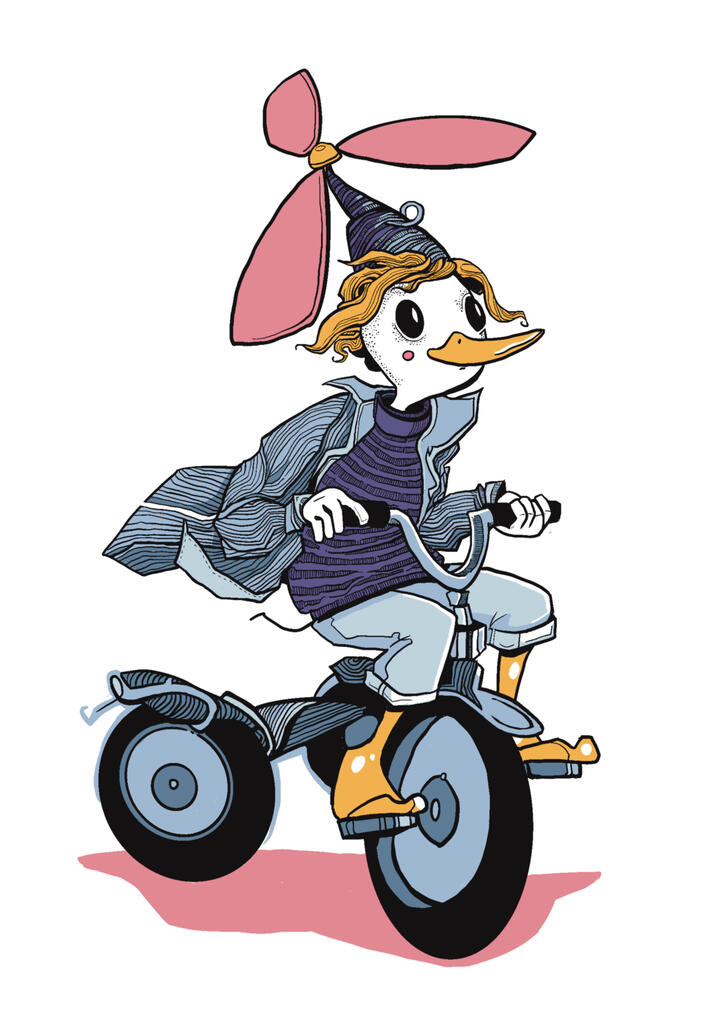 Illustrasjon for forsiden av antologien «Ender på trykk» (NBIs forfatterutdanning 2023-2025)